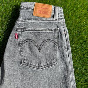 Levi's 501 Premium Crop Jeans - Straight Leg in Gray Worn in